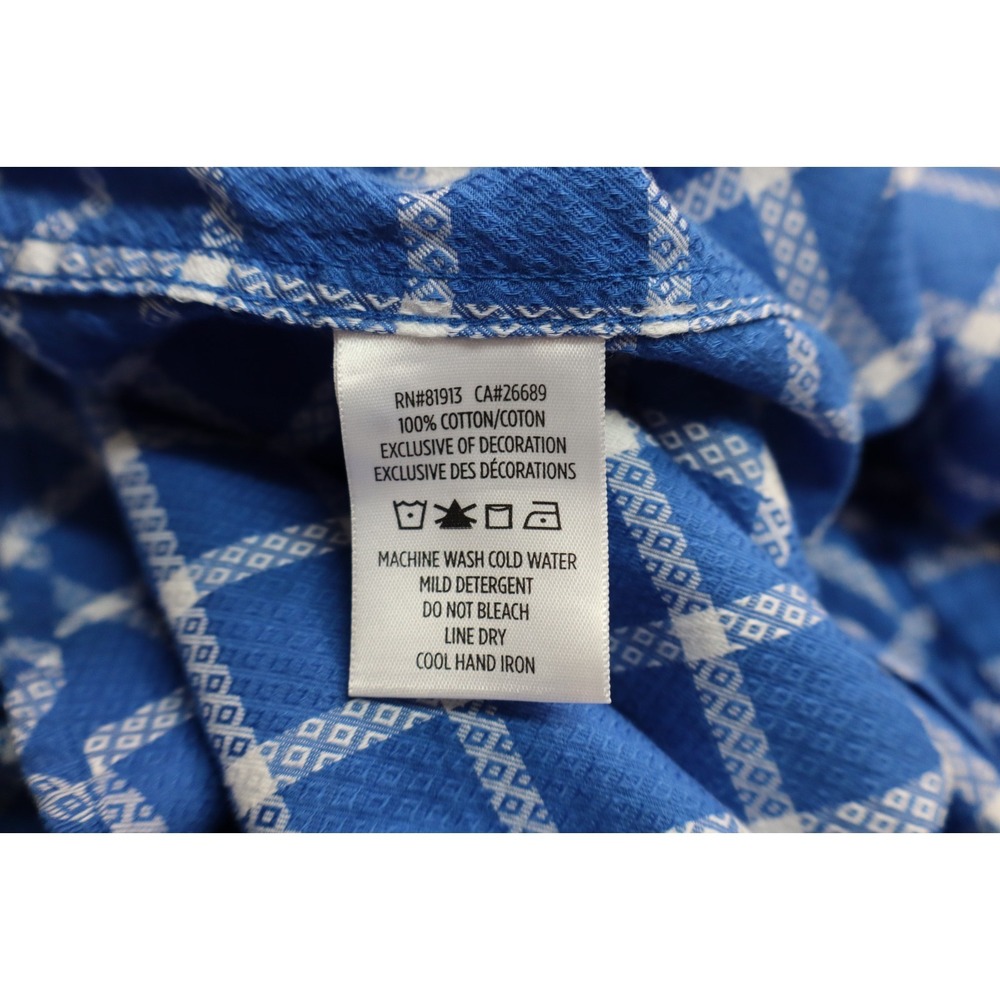 Mens Robert Graham Short Sleeve Button Front Shirt Blue White Diamond Size M - Picture 5 of 8